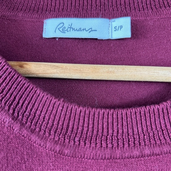 Reitmans sweater with lace sleeves, Small, burgundy, crewneck, Office Event - Picture 2 of 8